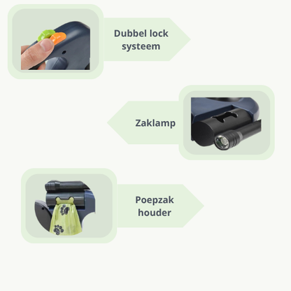 Dubbele Hondenriem met Zaklamp